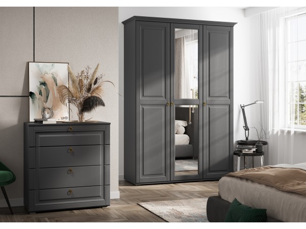 Престиж-1 Шкаф 3-створчатый Графит структурный, Графит