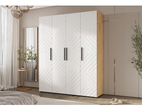 Флэш Шкаф 4-створчатый 1800 Браш Вайт, Дуб Крафт