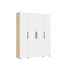 Флэш Шкаф 4-створчатый 1800 Браш Вайт, Дуб Крафт