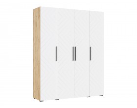 Флэш Шкаф 4-створчатый 1800 Браш Вайт, Дуб Крафт