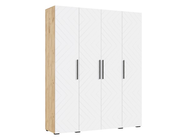 Флэш Шкаф 4-створчатый 1800 Браш Вайт, Дуб Крафт