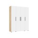 Флэш Шкаф 4-створчатый 1800 Браш Вайт, Дуб Крафт