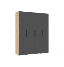 Флэш Шкаф 4-створчатый 1800 Браш Графит, Дуб Крафт