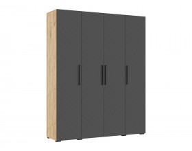 Флэш Шкаф 4-створчатый 1800 Браш Графит, Дуб Крафт