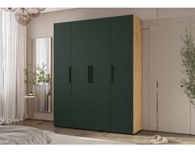 Флэш Шкаф 4-створчатый 1800 Браш Мени Грин, Дуб Крафт