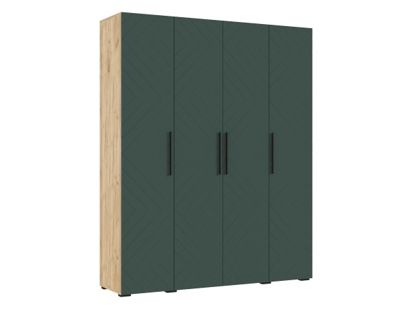 Флэш Шкаф 4-створчатый 1800 Браш Мени Грин, Дуб Крафт