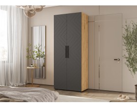 Флэш Шкаф 2-створчатый 900 Браш Графит, Дуб Крафт