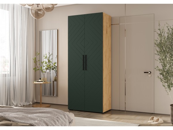 Флэш Шкаф 2-створчатый 900 Браш Мени Грин, Дуб Крафт