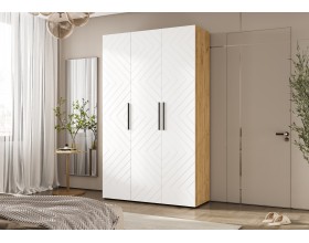 Флэш Шкаф 3-створчатый 1350 Браш Вайт, Дуб Крафт