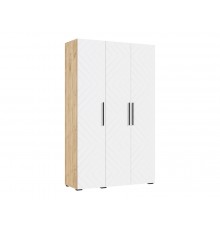 Флэш Шкаф 3-створчатый 1350 Браш Вайт, Дуб Крафт