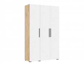Флэш Шкаф 3-створчатый 1350 Браш Вайт, Дуб Крафт