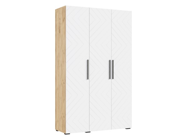 Флэш Шкаф 3-створчатый 1350 Браш Вайт, Дуб Крафт