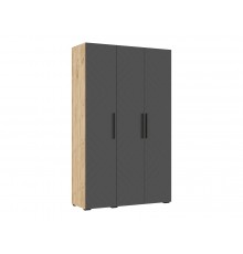 Флэш Шкаф 3-створчатый 1350 Браш Графит, Дуб Крафт