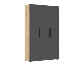 Флэш Шкаф 3-створчатый 1350 Браш Графит, Дуб Крафт