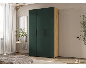 Флэш Шкаф 3-створчатый 1350 Браш Мени Грин, Дуб Крафт