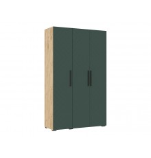 Флэш Шкаф 3-створчатый 1350 Браш Мени Грин, Дуб Крафт