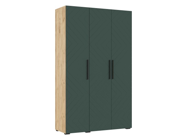 Флэш Шкаф 3-створчатый 1350 Браш Мени Грин, Дуб Крафт