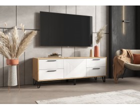 Флэш Тумба ТВ 1500 Браш Вайт, Дуб Крафт