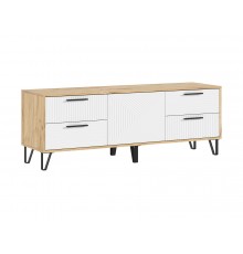 Флэш Тумба ТВ 1500 Браш Вайт, Дуб Крафт