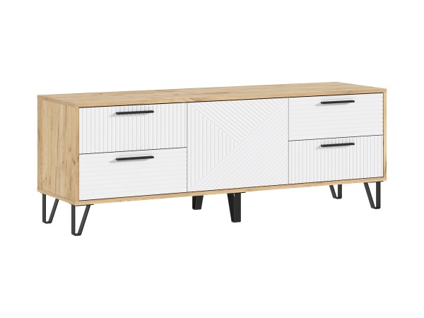 Флэш Тумба ТВ 1500 Браш Вайт, Дуб Крафт