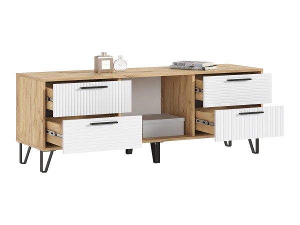 Флэш Тумба ТВ 1500 Браш Вайт, Дуб Крафт