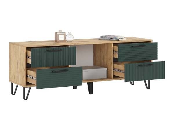 Флэш Тумба ТВ 1500 Браш Мени Грин, Дуб Крафт