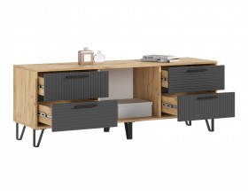 Флэш Тумба ТВ 1500 Браш Графит, Дуб Крафт