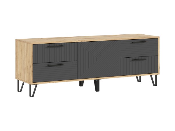 Флэш Тумба ТВ 1500 Браш Графит, Дуб Крафт