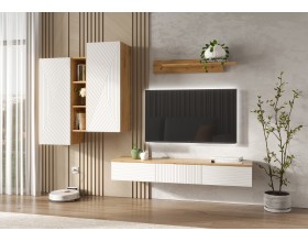 Флэш Шкаф подвесной комбинированный Браш Вайт, Дуб Крафт