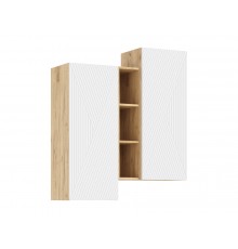Флэш Шкаф подвесной комбинированный Браш Вайт, Дуб Крафт