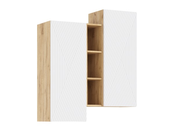 Флэш Шкаф подвесной комбинированный Браш Вайт, Дуб Крафт