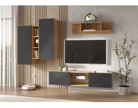 Флэш Шкаф подвесной комбинированный Браш Графит, Дуб Крафт