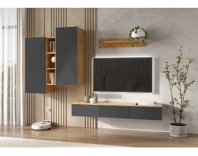 Флэш Шкаф подвесной комбинированный Браш Графит, Дуб Крафт