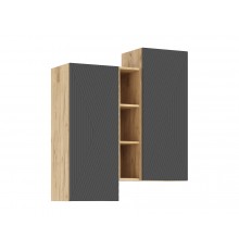 Флэш Шкаф подвесной комбинированный Браш Графит, Дуб Крафт