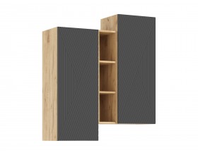 Флэш Шкаф подвесной комбинированный Браш Графит, Дуб Крафт