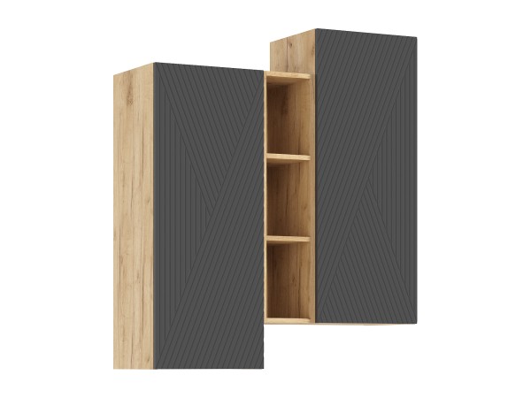 Флэш Шкаф подвесной комбинированный Браш Графит, Дуб Крафт