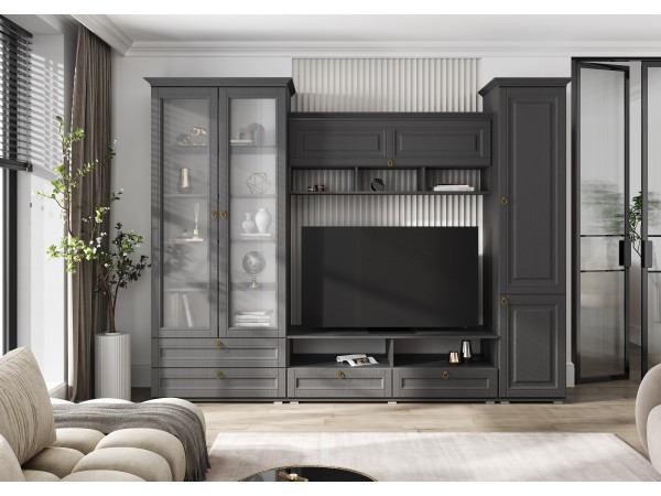 Гостиная Престиж-1 Вариант №1 Графит структурный, Графит