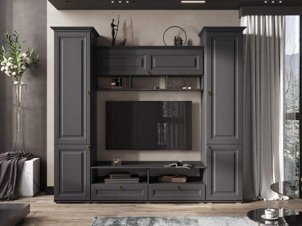 Гостиная Престиж-1 Вариант №2 Графит структурный, Графит