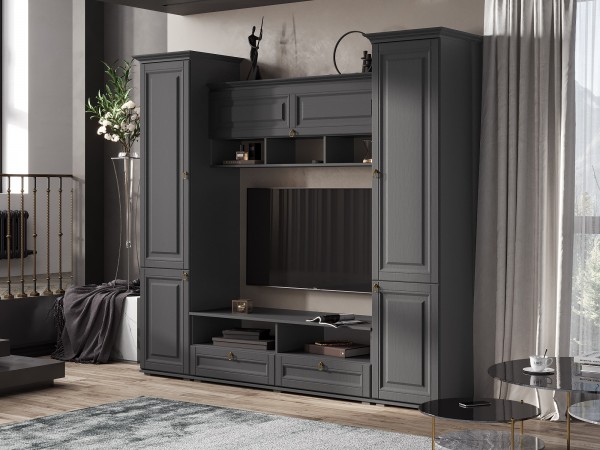 Гостиная Престиж-1 Вариант №2 Графит структурный, Графит