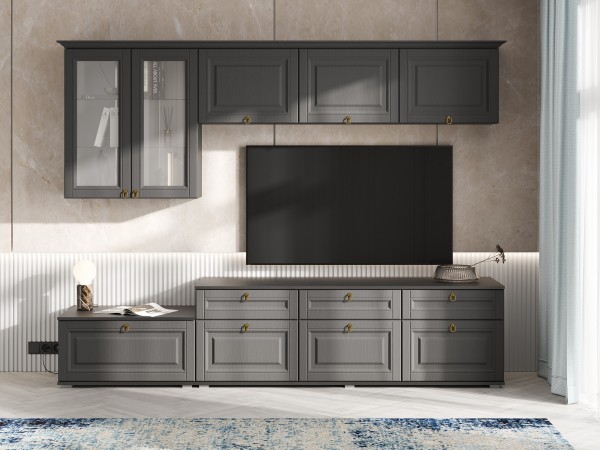 Гостиная Престиж-1 Вариант №5 Графит структурный, Графит