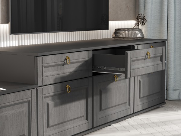 Гостиная Престиж-1 Вариант №5 Графит структурный, Графит