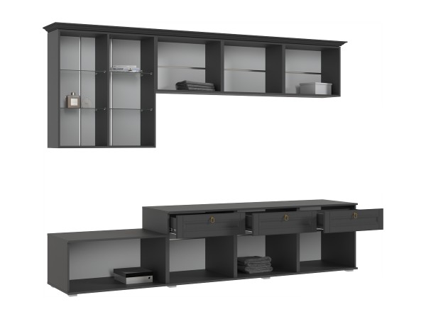 Гостиная Престиж-1 Вариант №5 Графит структурный, Графит