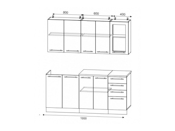 Кухня Интерьер-центр София Зелёный металлик 1,8 м.