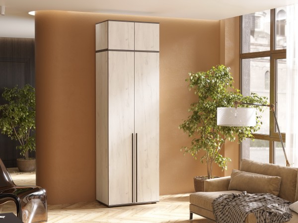 Норд Шкаф 2-створчатый 800 Дуб Крафт Белый, Дуб Крафт Белый