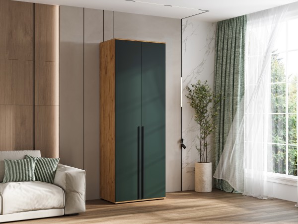 Норд Шкаф 2-створчатый 800 Изумрудный Кромка Изумруд, Дуб Крафт