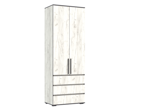 Норд Шкаф 2-створчатый 800 с ящиками Дуб Крафт Белый, Дуб Крафт Белый