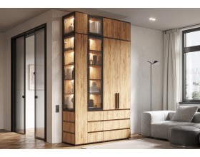 Норд Шкаф 2-створчатый 800 с ящиками Дуб Крафт, Дуб Крафт Кромка Венге