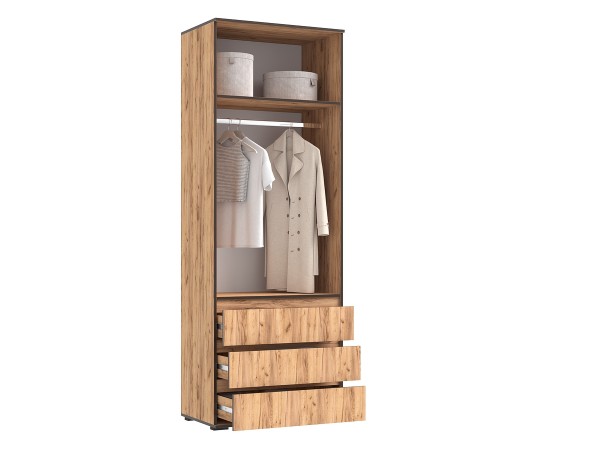 Норд Шкаф 2-створчатый 800 с ящиками Дуб Крафт, Дуб Крафт Кромка Венге