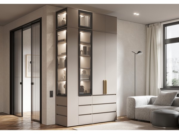 Норд Шкаф 2-створчатый 800 с ящиками золото Кашемир, Кашемир