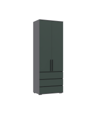 Норд Шкаф 2-створчатый 800 с ящиками Изумрудный Кромка Графит, Графит